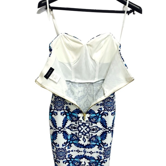 B Darlin Blue and White Bodycon Mini Dress Spaghetti Strap - Picture 3 of 7